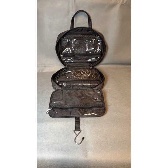 GUESS Hanging Toiletry/Cosmetic/Travel Bag Vintage Style Black Guess Logo Purse - Picture 7 of 15